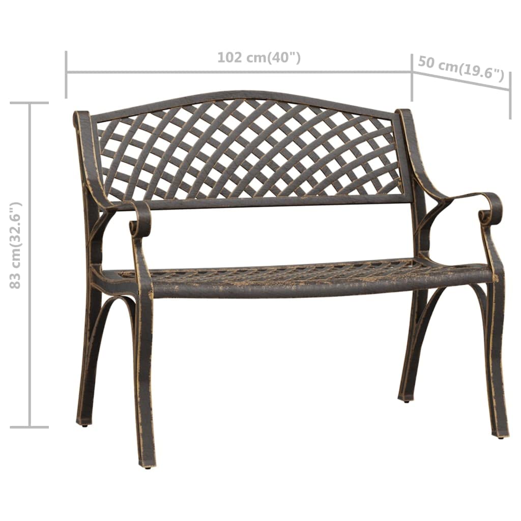 Cast Iron Metal Garden Bench with Antique Bronze Finish O2715