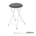 Portable Folding Stool, Upholstered Round Stool, Black 18In N405