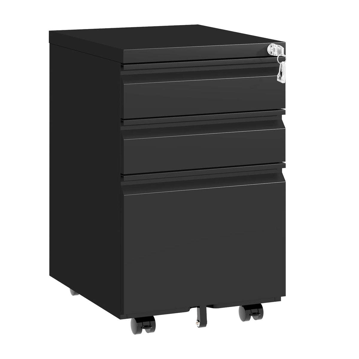 3 Drawer Black Steel File Cabinet with Lock A505524