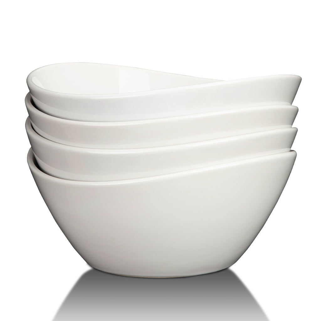 8 in White Ceramic Soup and Salad Bowls Set of 4 U415845