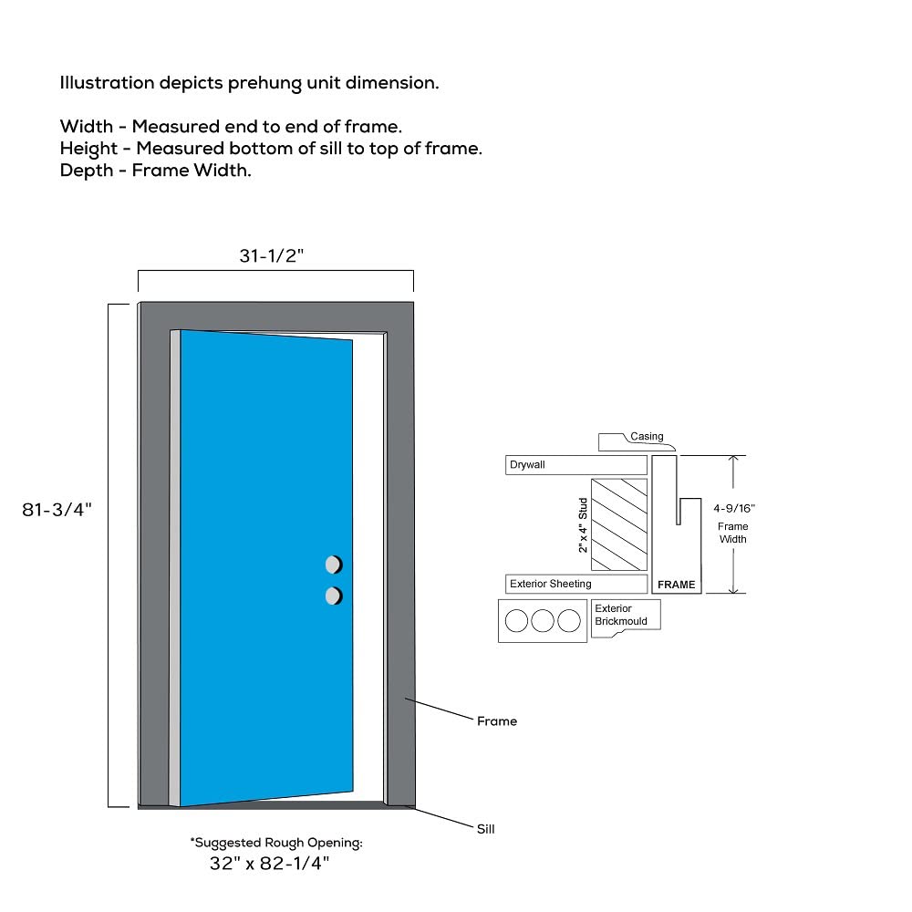 Steel Left Hand In-Swing Exterior Prehung Door S564296
