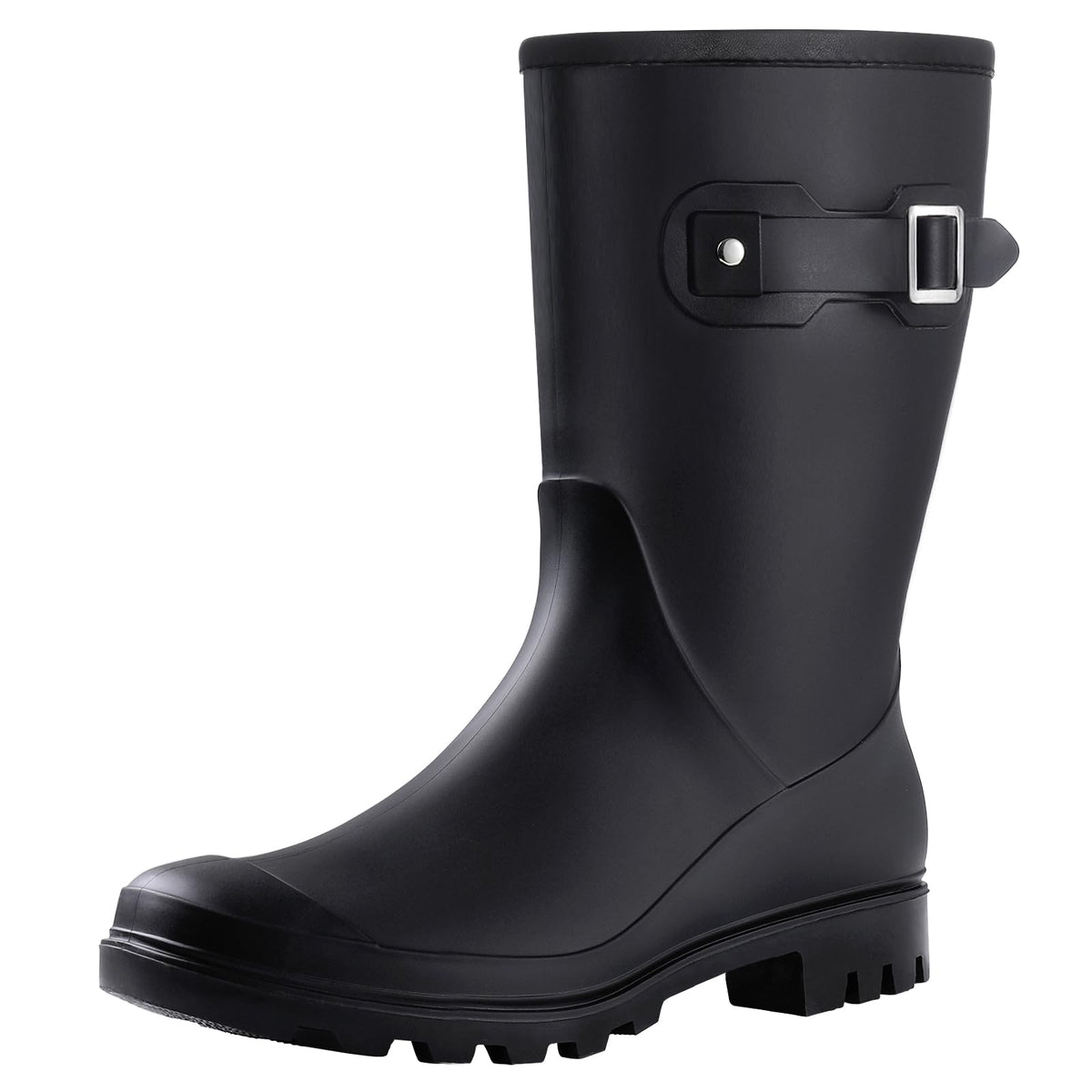 Mid Calf Waterproof Rain Boots with Buckle F2151