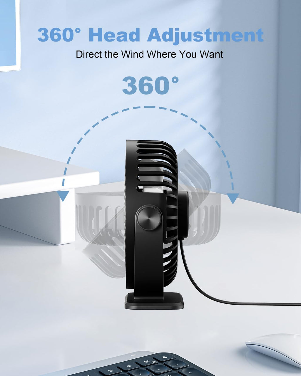 Black 2 Pack USB Powered Mini Desk Fan Q229