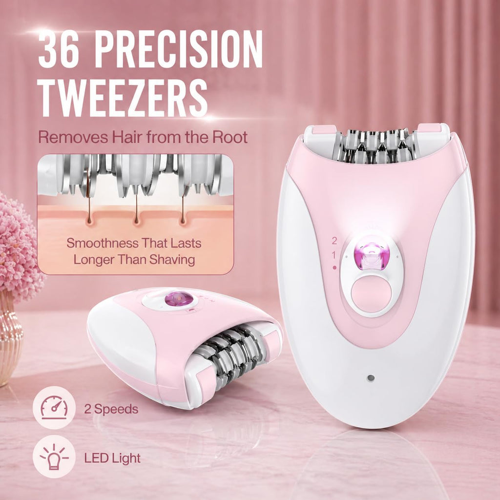 Electric Epilator with 36 Tweezers, 2 Speed Cordless USB Q9969