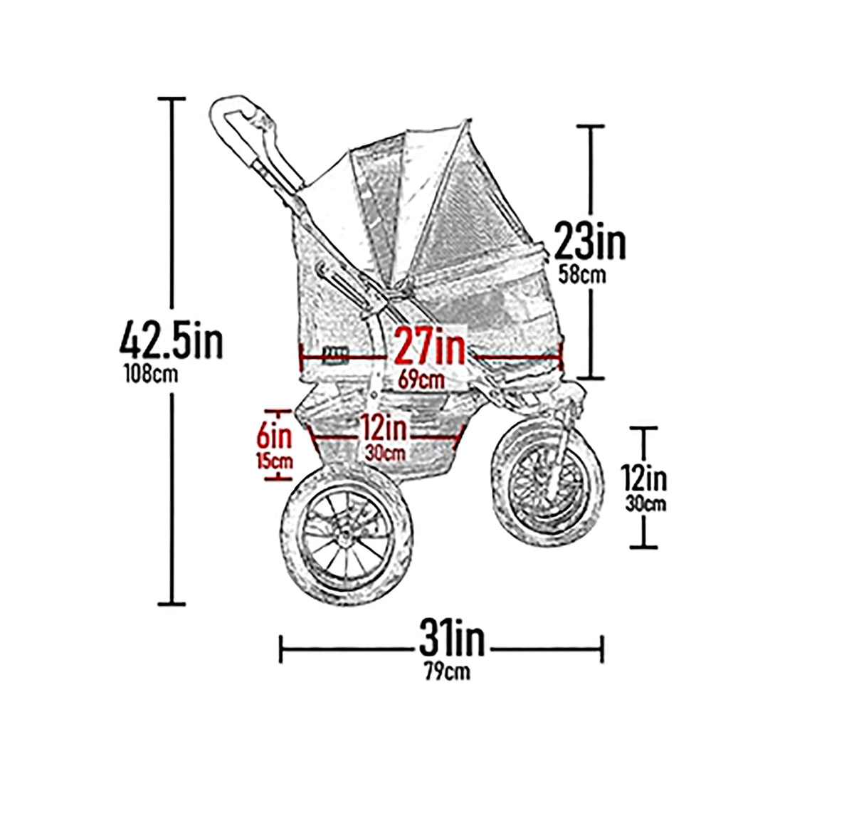 Double Pet Stroller with Weather Cover V398