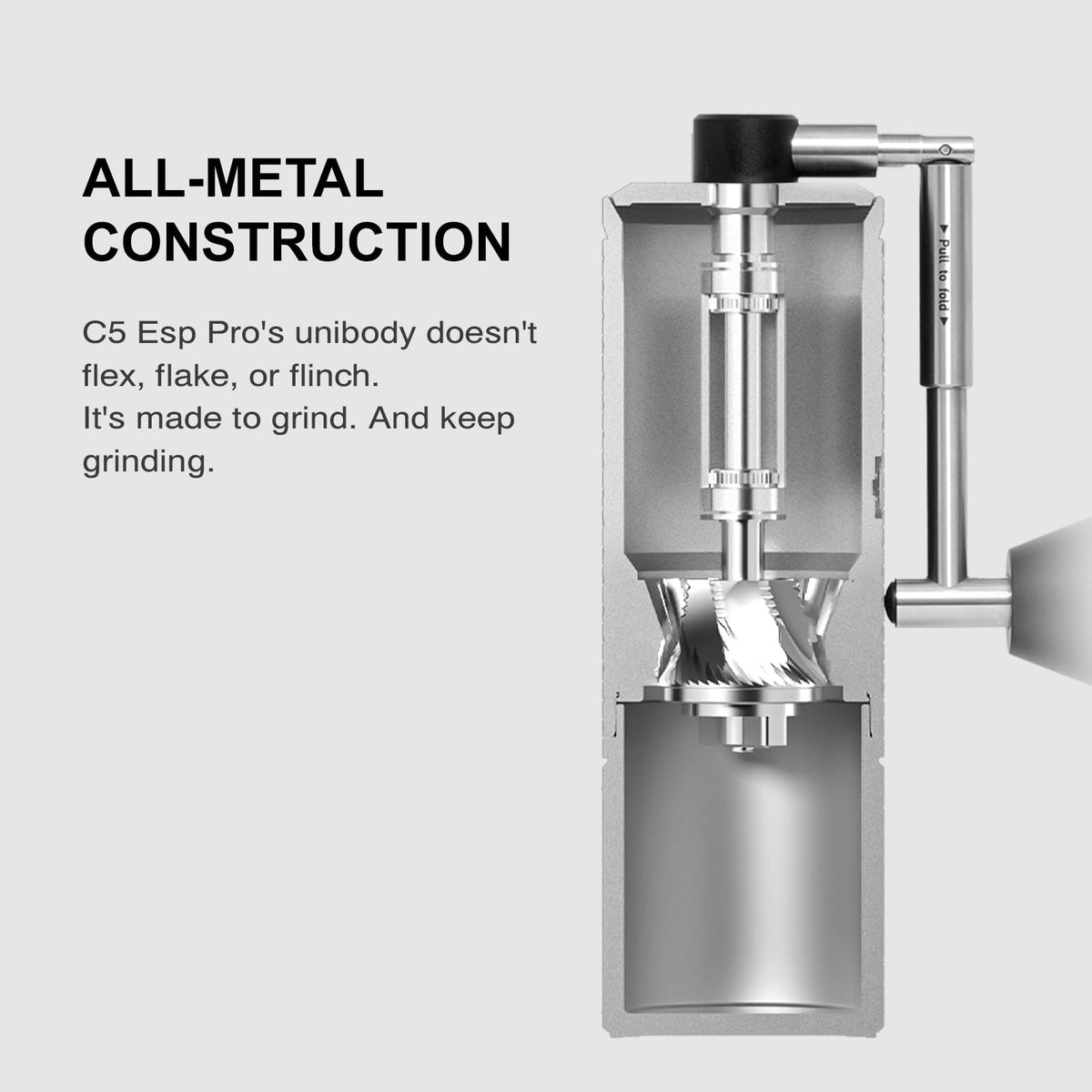 Manual Coffee Grinder with Conical Burr, Portable Hand Coffee Mill - Black N629