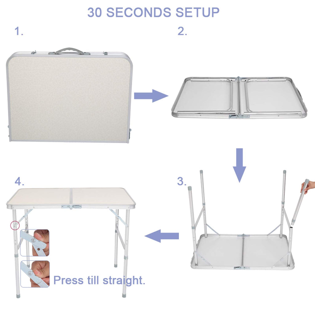 Folding Aluminum Camping Table White 3 FT Y4638