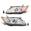 Clear Lens Chrome Housing Amber Reflector Headlight Assembly Pair J257579