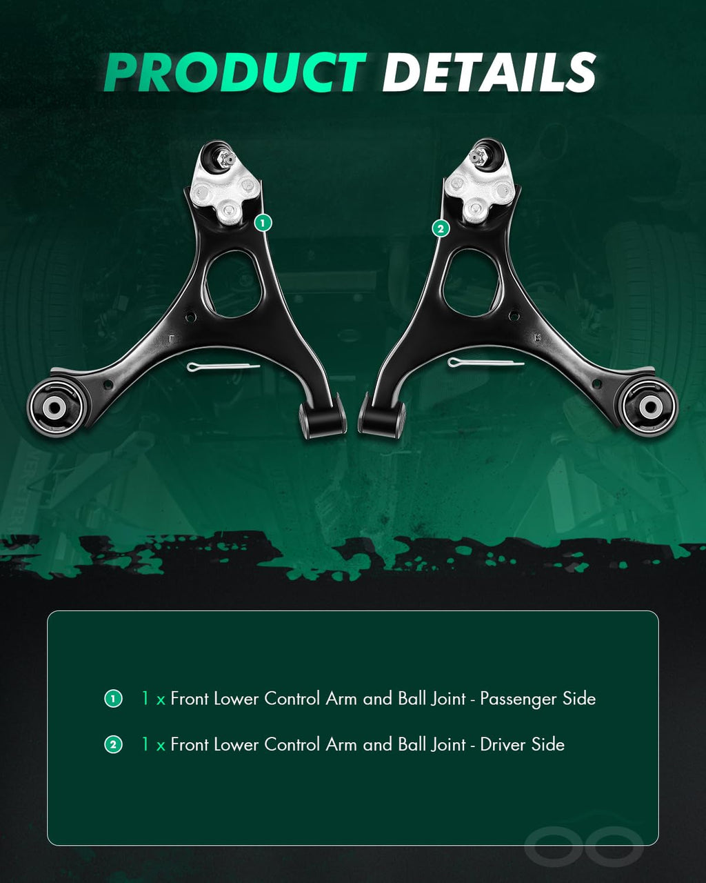 2pcs Front Suspension Kit Lower Control Arm and Ball Joint Assembly Y74496