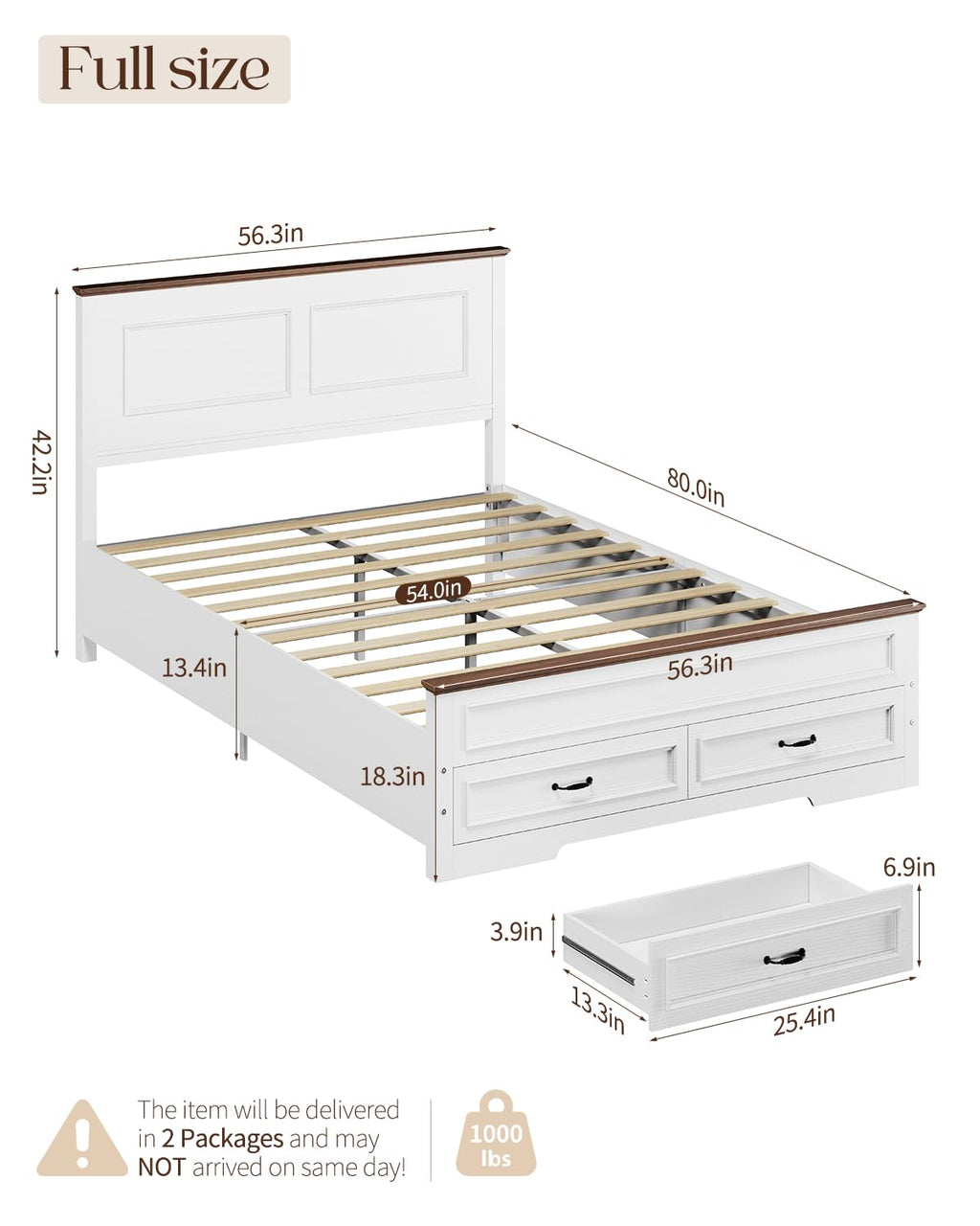 Full Size Platform Bed Frame with Headboard N828