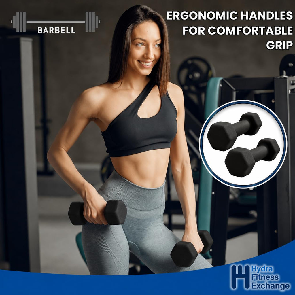 Neoprene Hexagon Dumbbells with Cast Ergo Handle L875