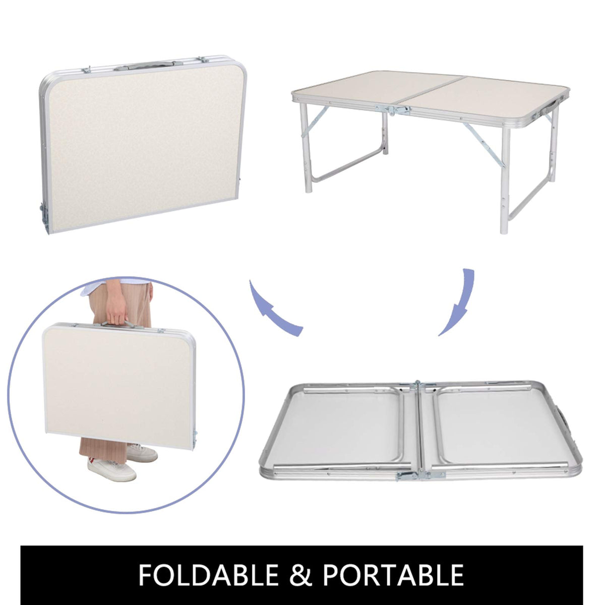 Folding Aluminum Camping Table White 3 FT Y4638