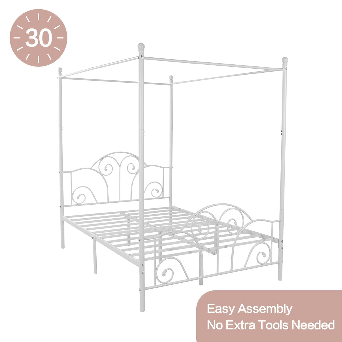 Metal Canopy Bed Frame Full Size with Headboard & Footboard G6703