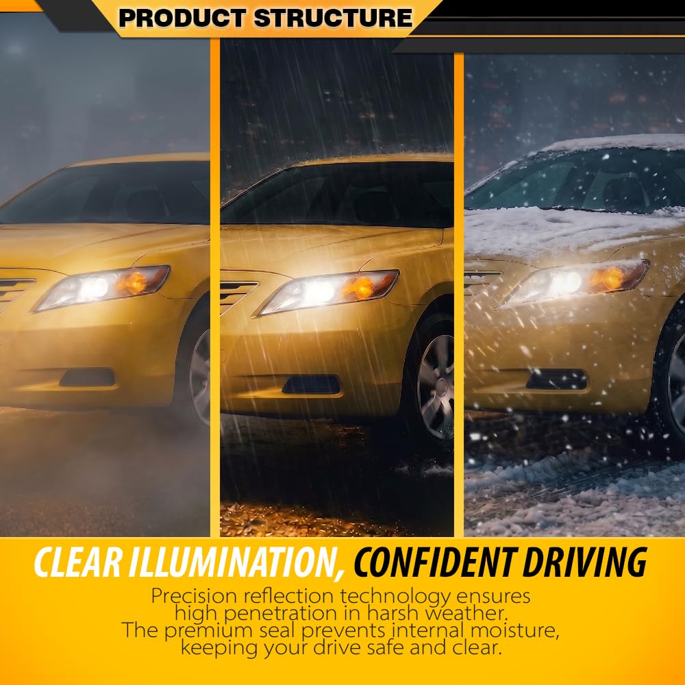 Clear Lens Chrome Housing Amber Reflector Headlight Assembly Pair J257579