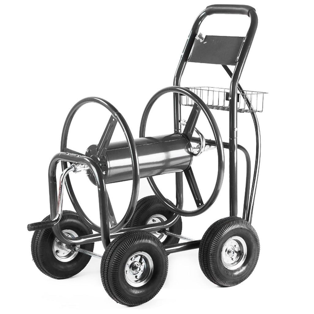 Hose Reel Cart with Wheels, 300-Feet Capacity, Grey L3492