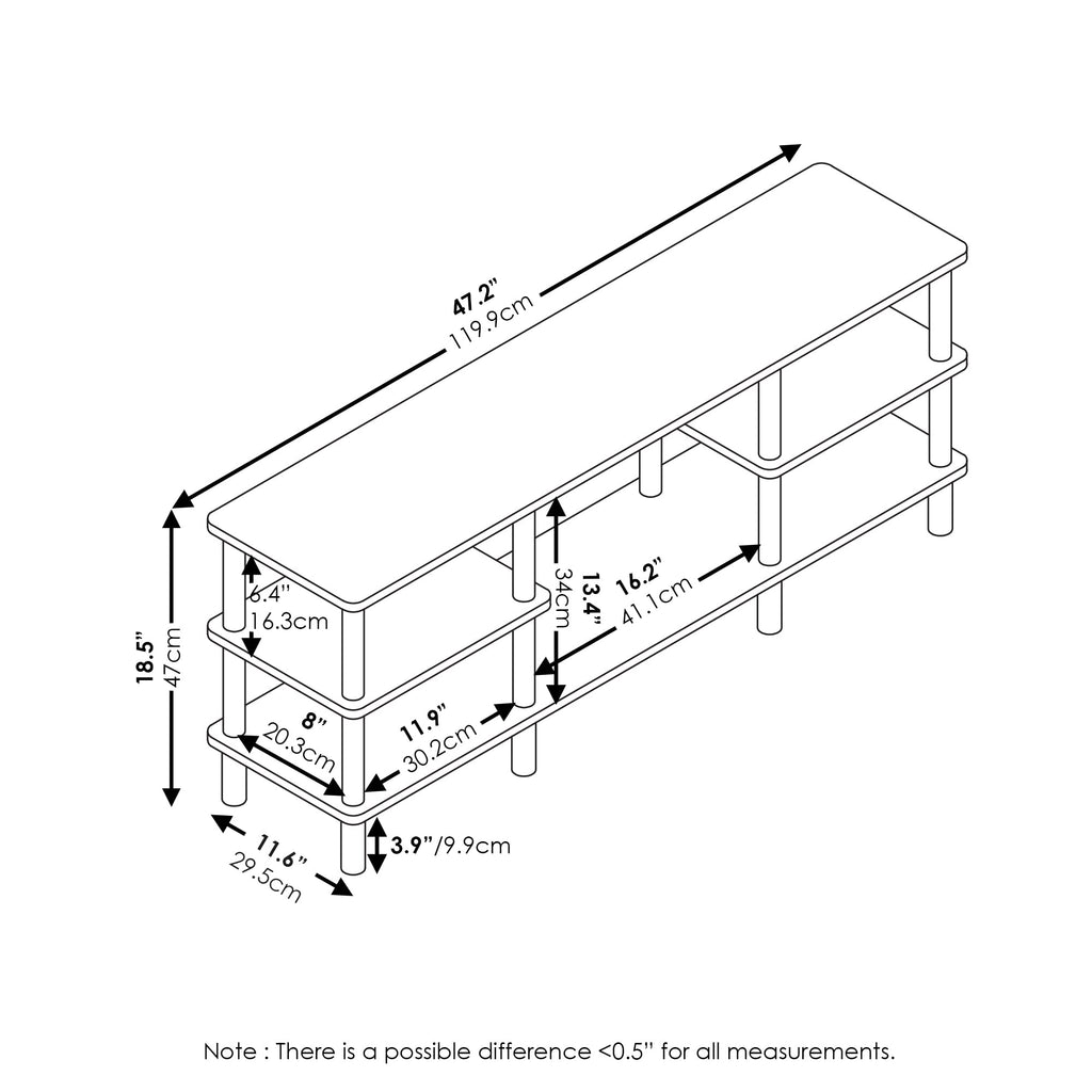 Espresso 3-Tier Open Shelf TV Stand V7016