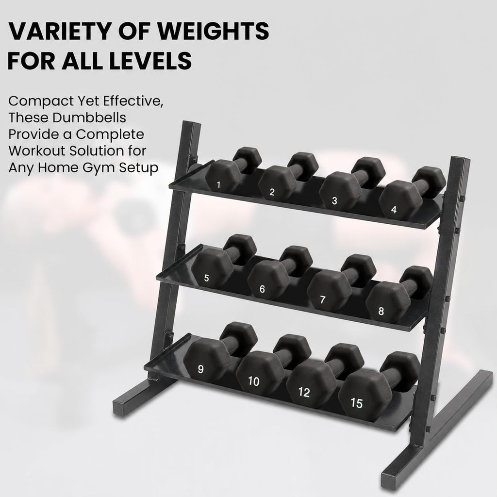 Neoprene Hexagon Dumbbells with Cast Ergo Handle L875