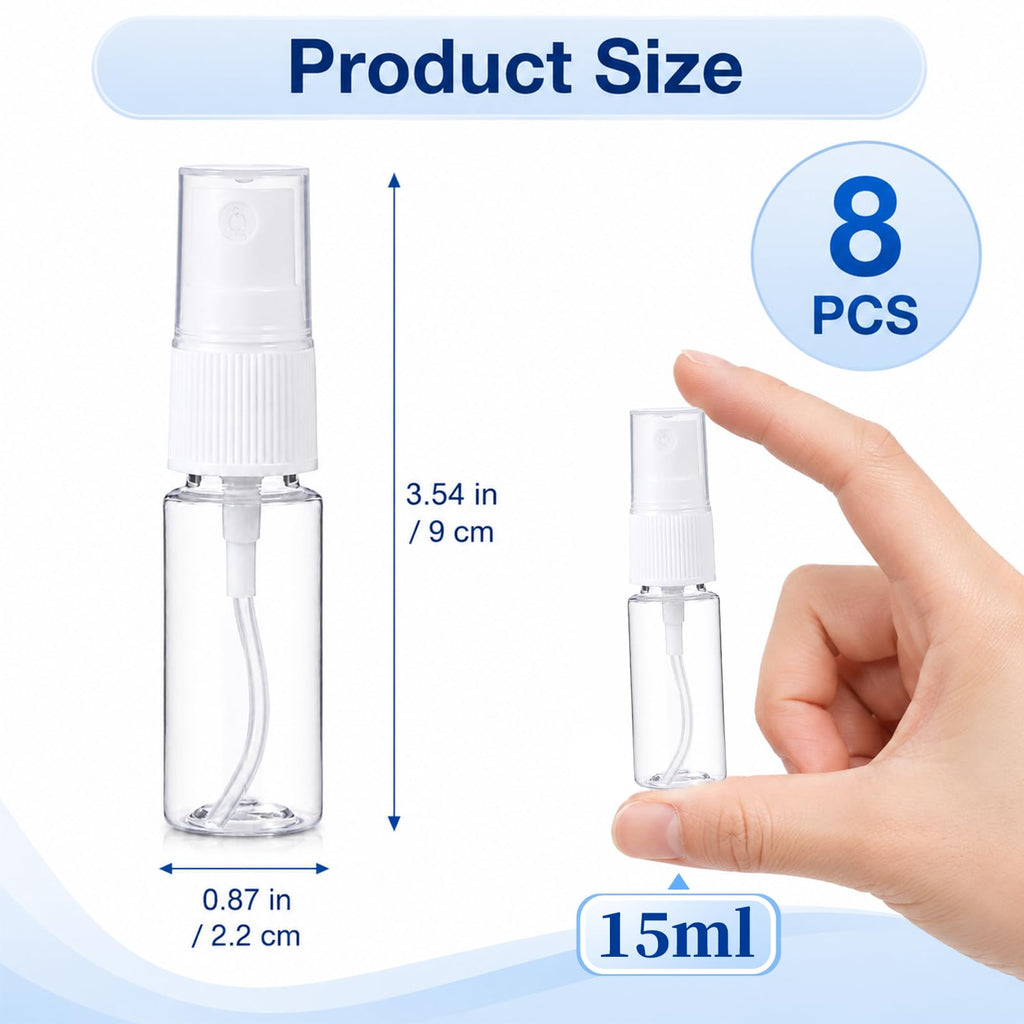 8 Pcs 0.5 Oz Fine Mist Travel Spray Bottles J439455