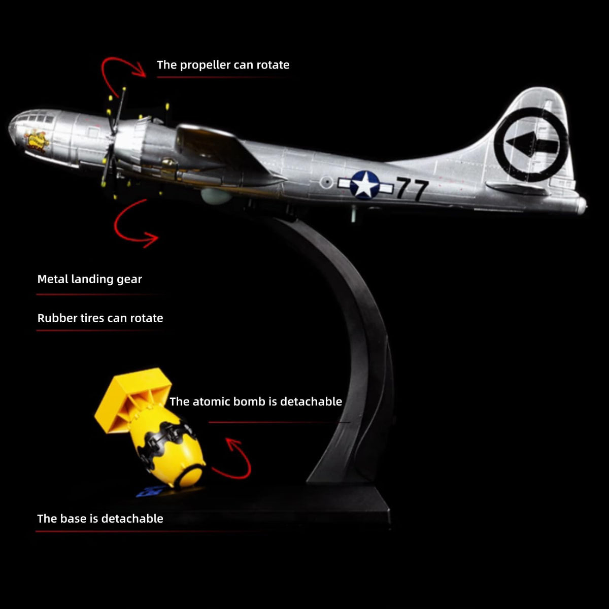 1/144 Scale WWII B-29 Superfortress Bomber Alloy Model Plane O9984