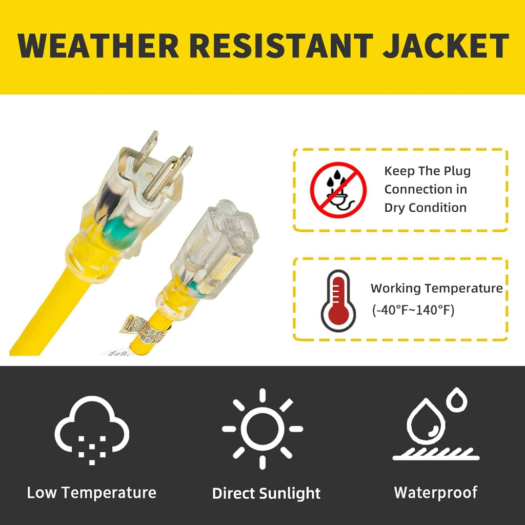 Yellow 12 Ft 12 Gauge Outdoor Extension Cord P16905