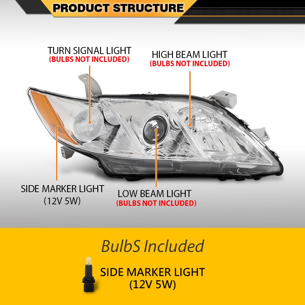 Clear Lens Chrome Housing Amber Reflector Headlight Assembly Pair J257579