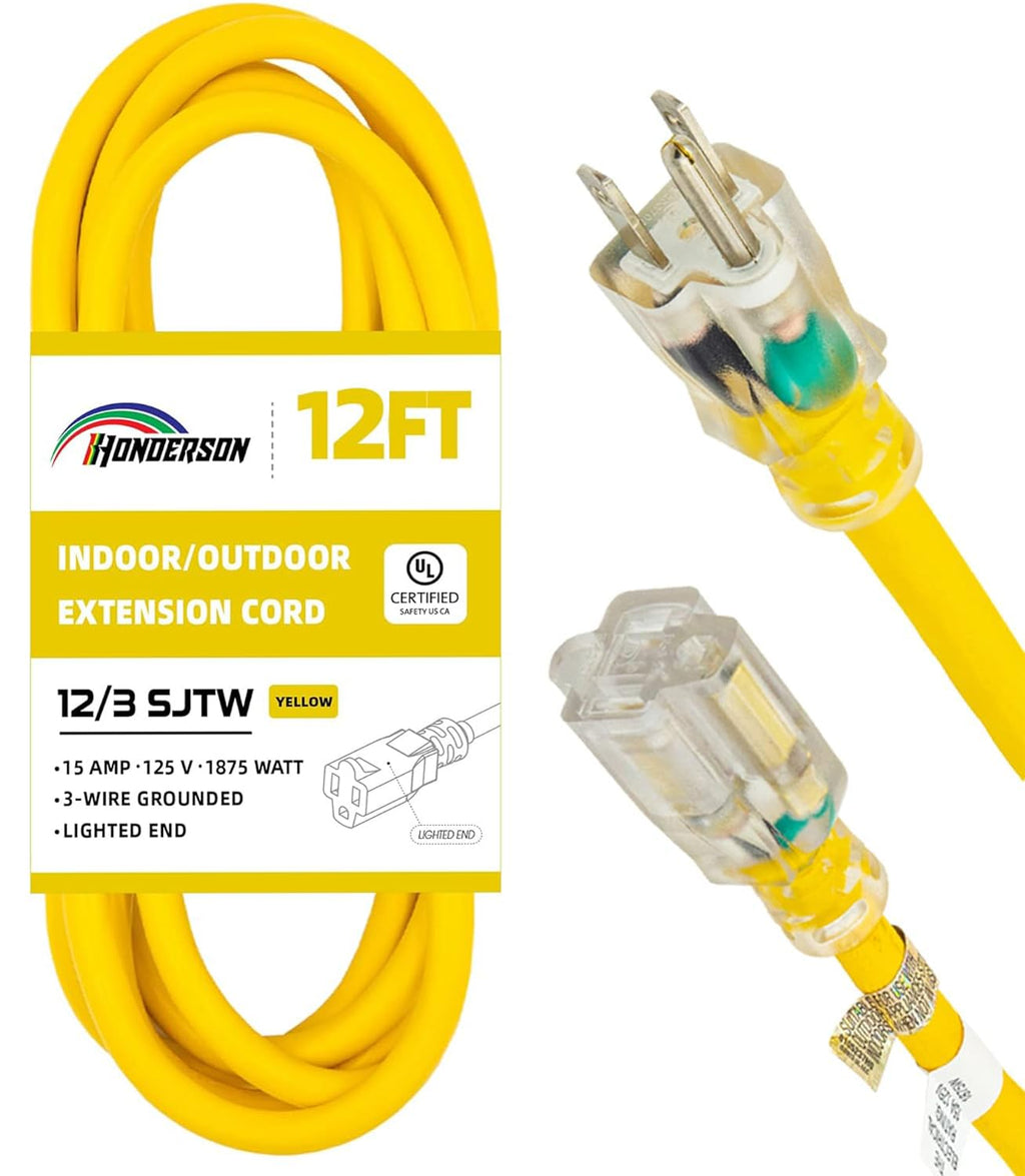 Yellow 12 Ft 12 Gauge Outdoor Extension Cord P16905