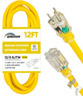Yellow 12 Ft 12 Gauge Outdoor Extension Cord P16905
