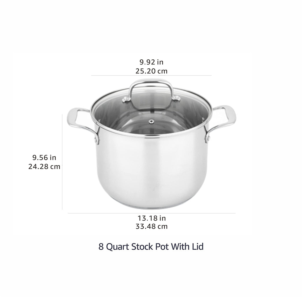 Stainless Steel 8 Quart Stock Pot with Glass Lid O99331