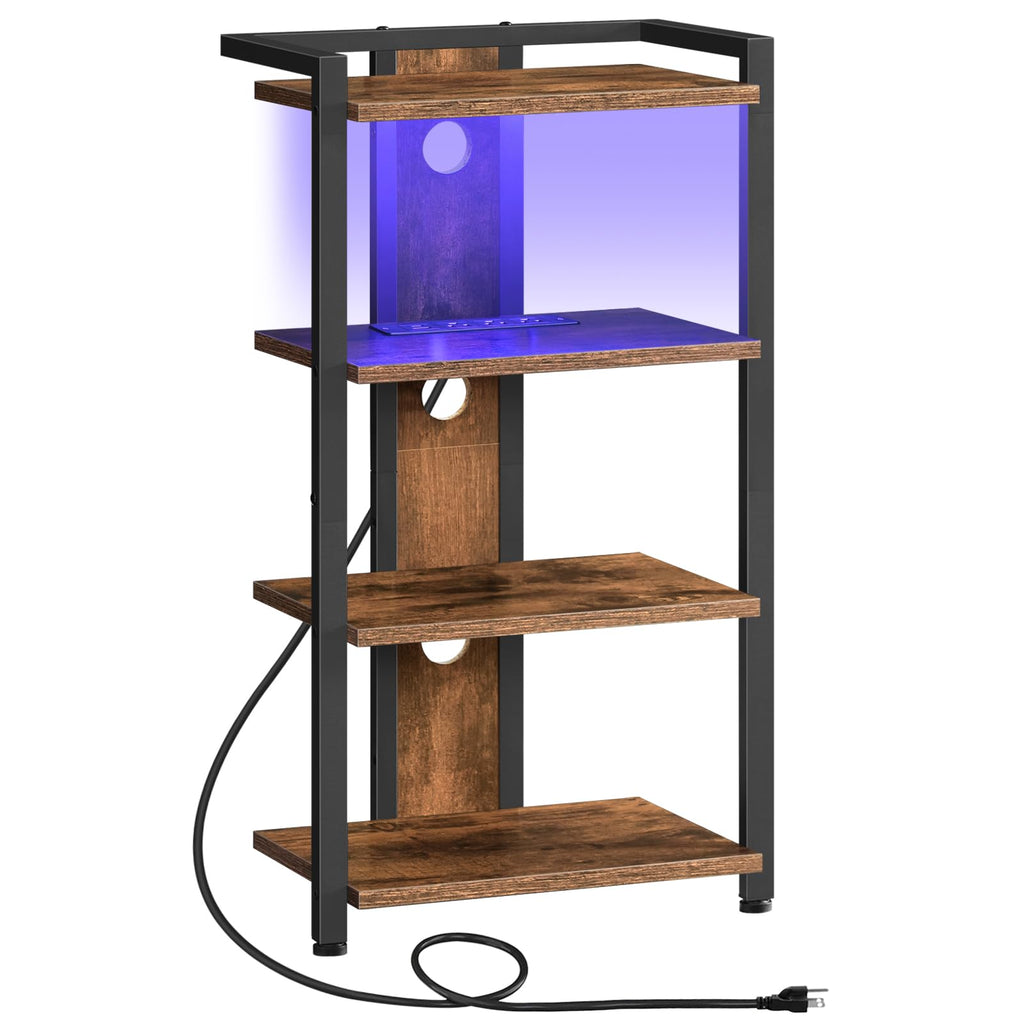 4-Tier Media Stand with Charging Station & LED Light S512