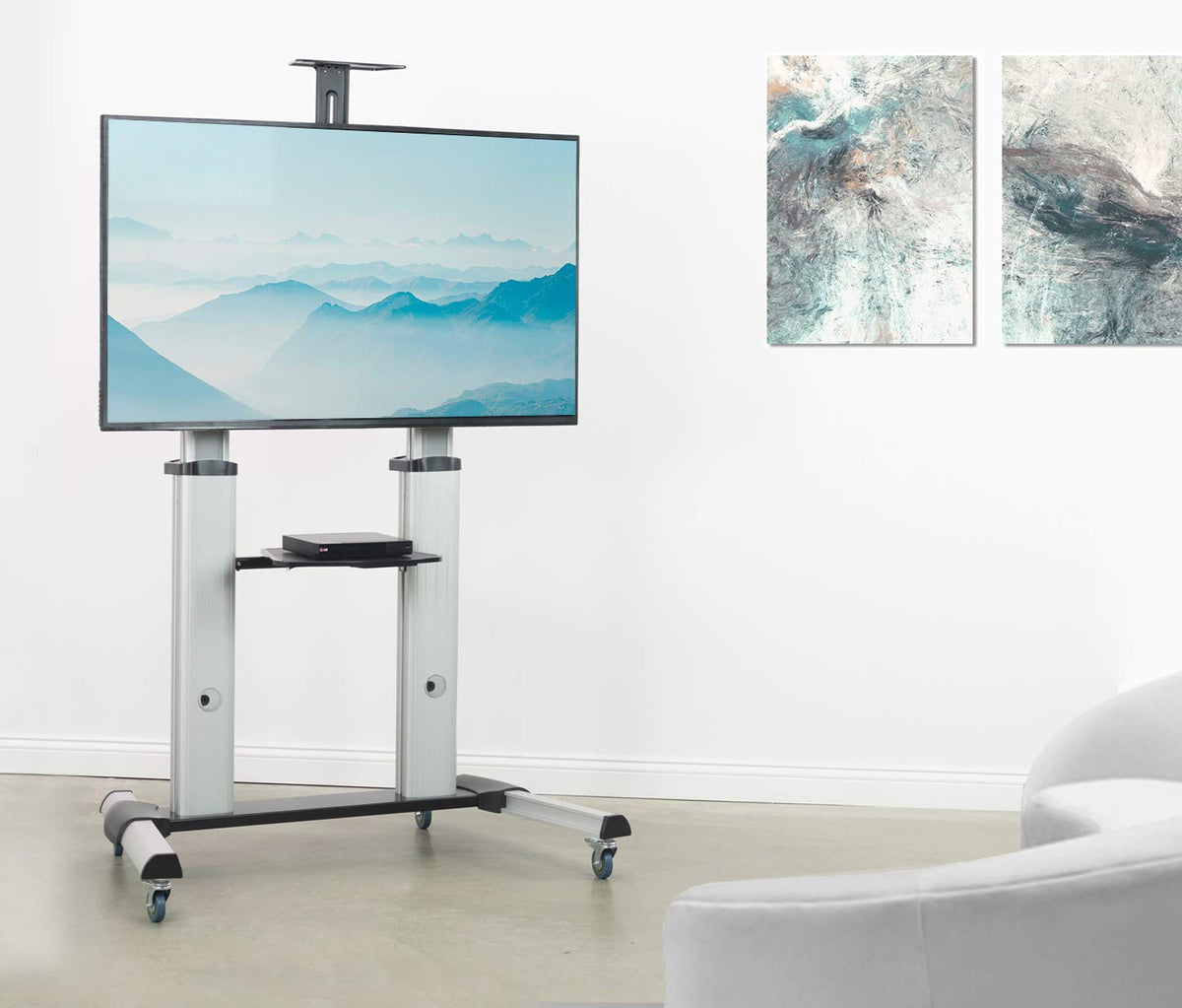 Adjustable Rolling Mobile TV Stand V493569