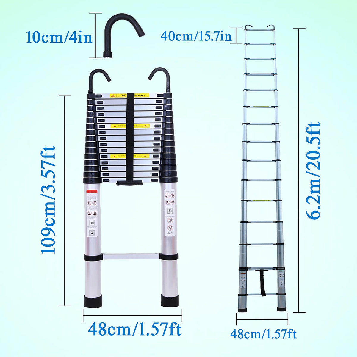 Collapsible Telescoping Ladder 20.5FT Aluminum Lightweight 330LB Capacity D372992