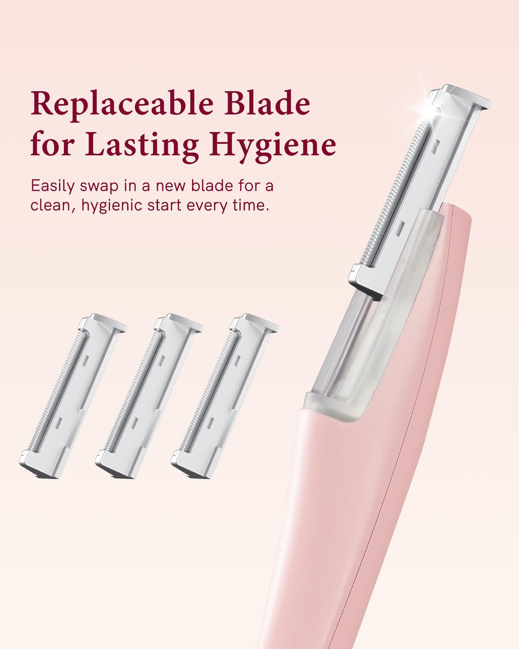 Electric Facial Razor with LED Light and 4 Replaceable Blades L11838