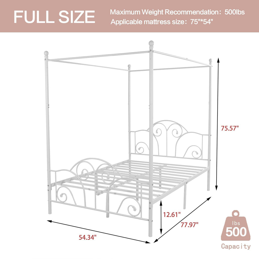 Metal Canopy Bed Frame Full Size with Headboard & Footboard G6703
