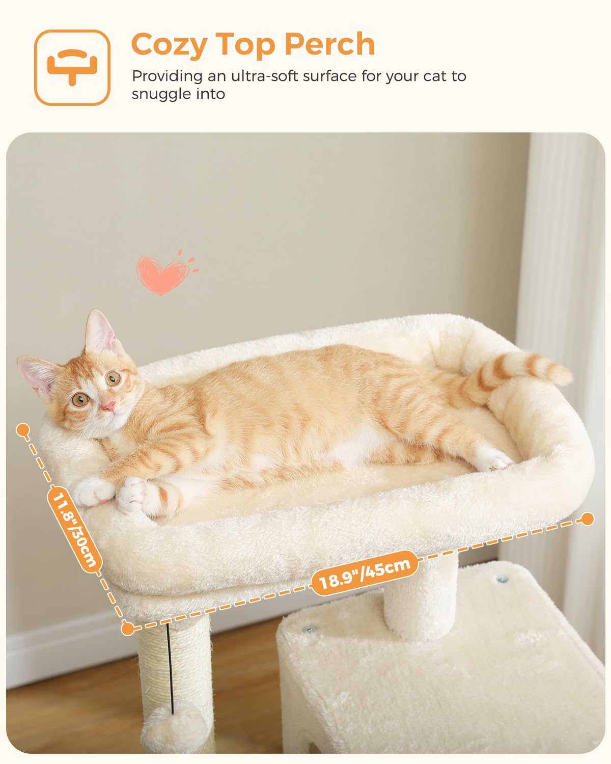 Beige 56.3" 6-Tier Cat Tree with Hammock and Condo C1531