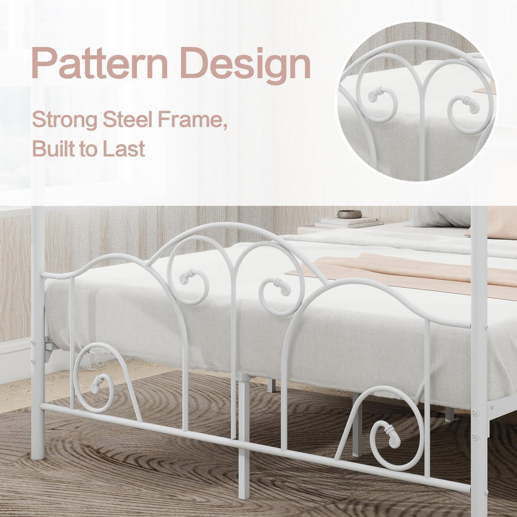 Metal Canopy Bed Frame Full Size with Headboard & Footboard G6703