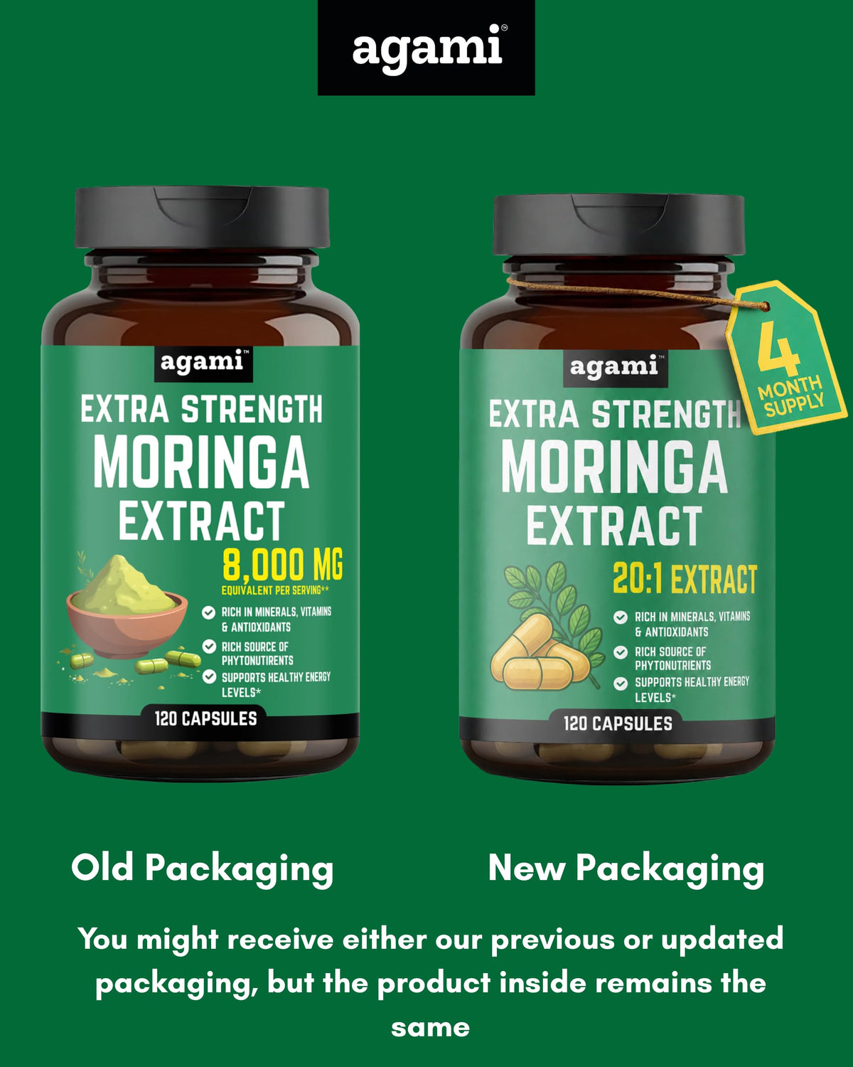 Moringa Capsules 400mg 20:1 Extract 120 Capsules I48594