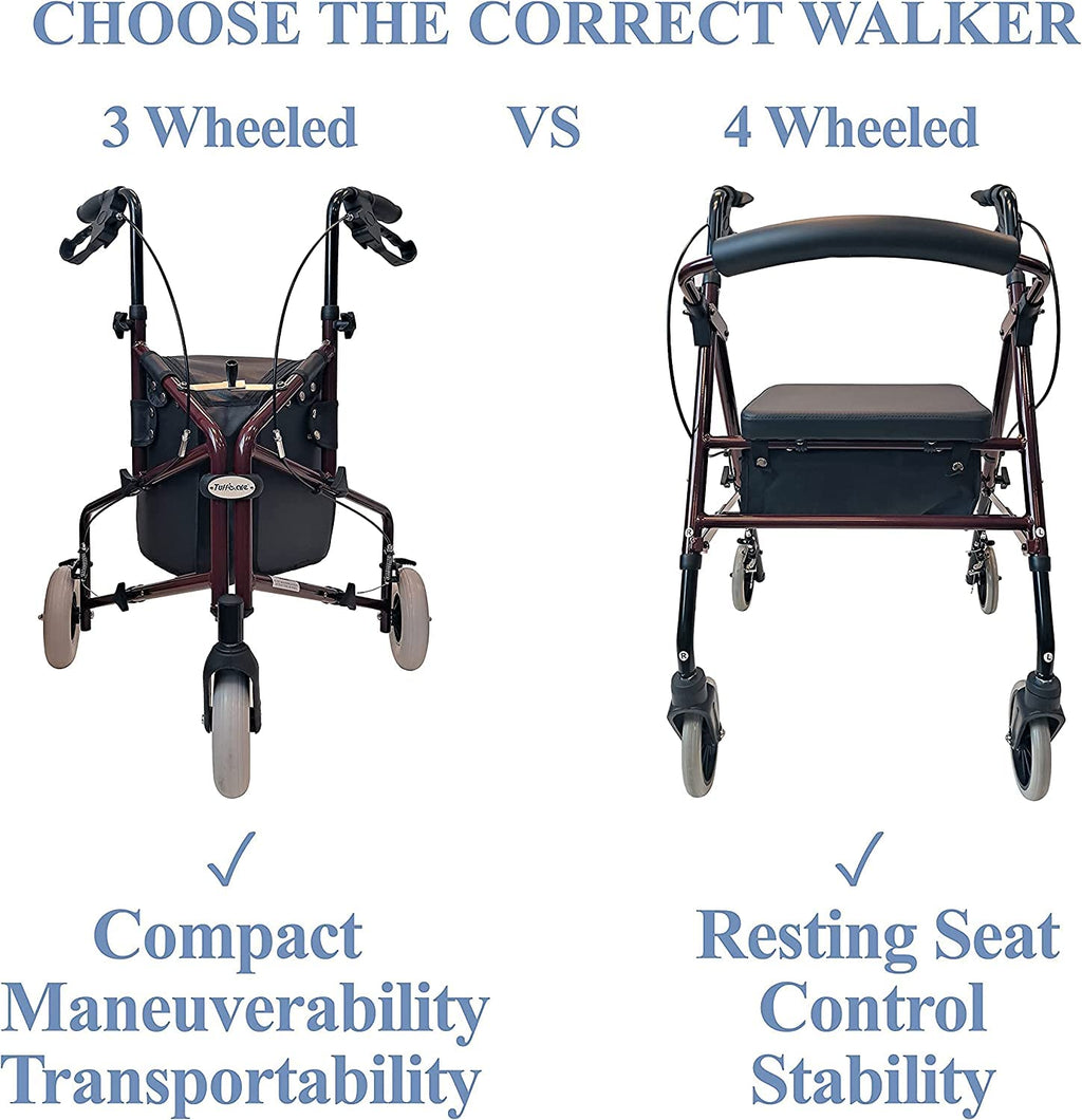 Lightweight Retractable 3 Wheel Walker with Balloon Tires T76958