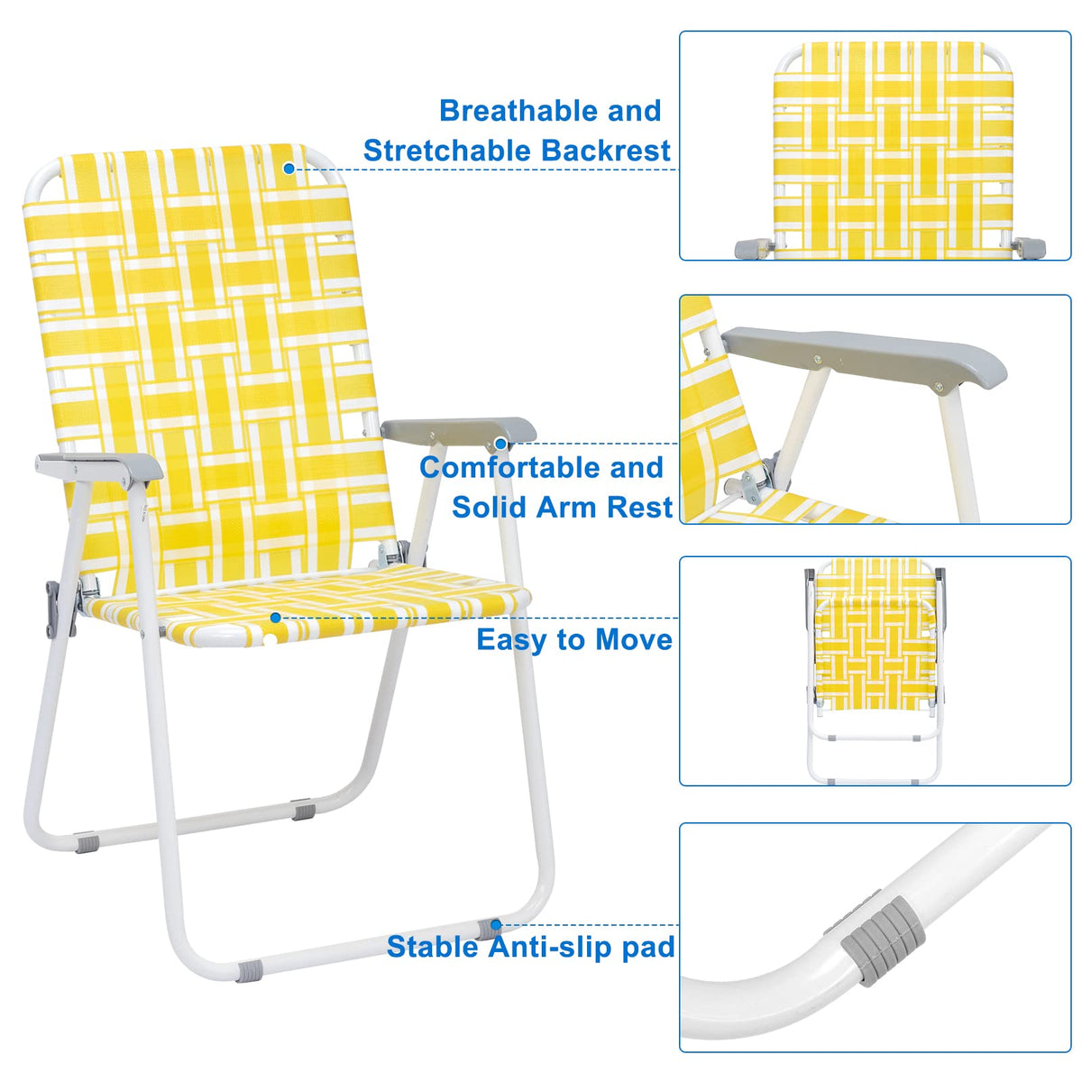 Folding Camping Chair Set of 2 Yellow F11588
