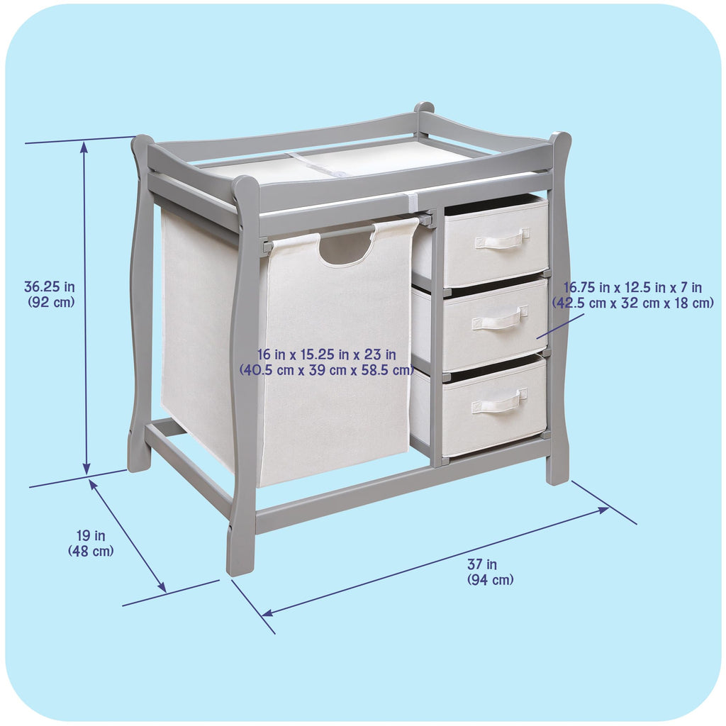 Gray Baby Changing Table with 3 Storage Baskets E858