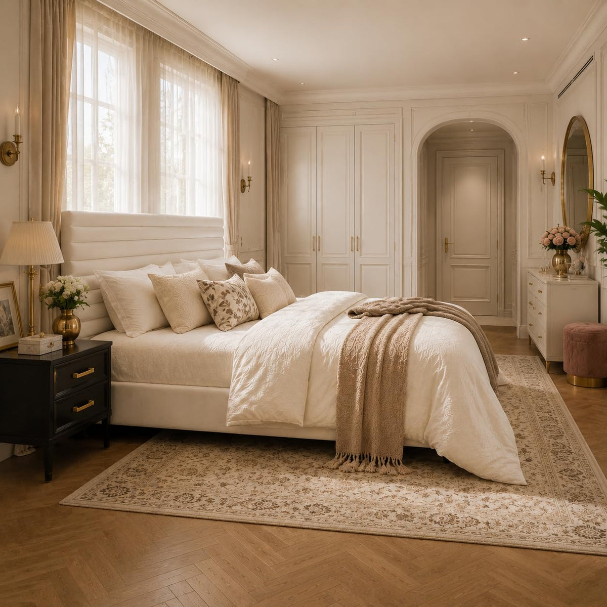 Queen Velvet Upholstered Bed Frame with Adjustable Headboard D596628
