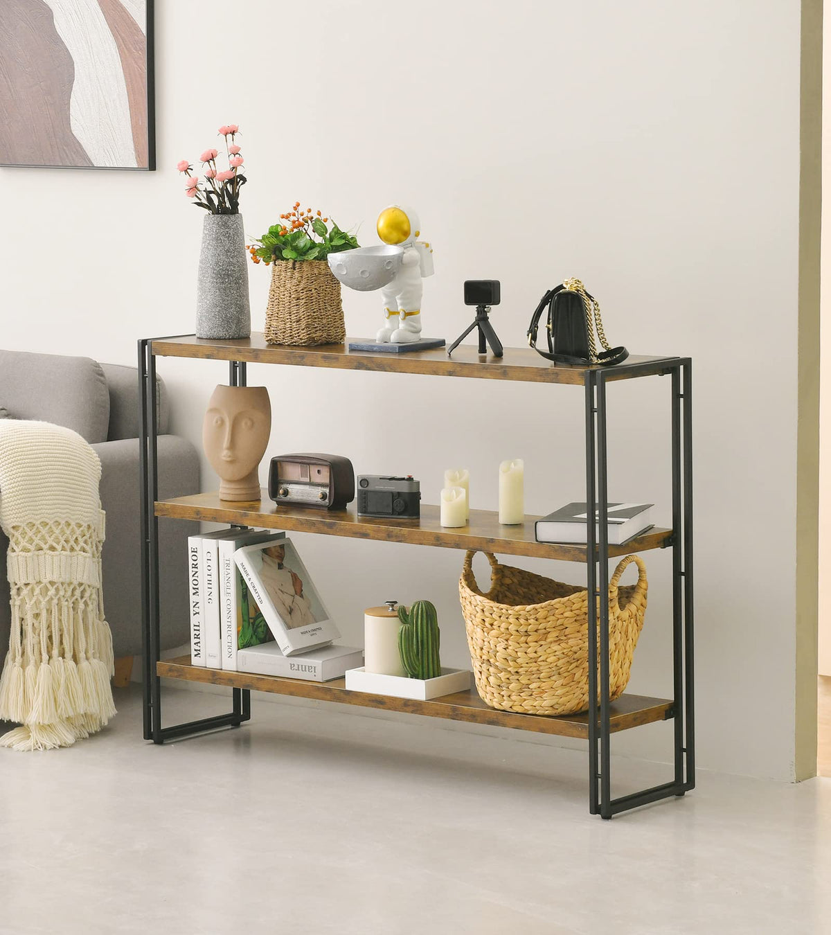 3-Tier Wood and Metal Bookshelf C364398