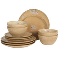 12 Piece Taupe Floral Dinnerware Set X821