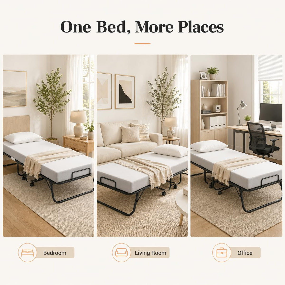 Folding Bed with Mattress Cot Size V742379