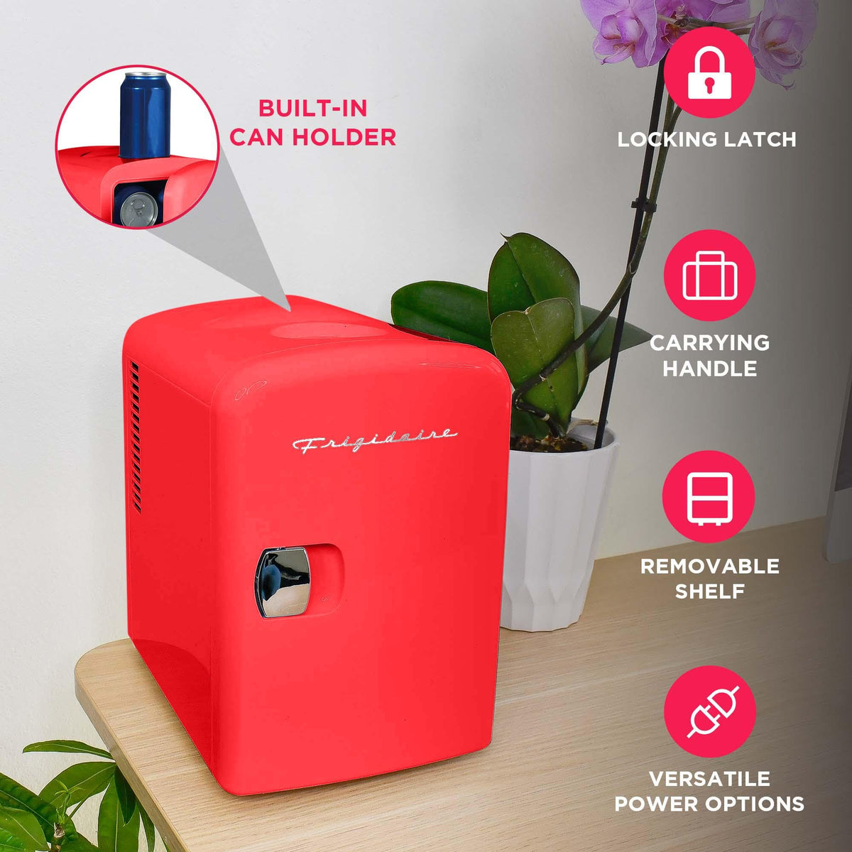 Portable Mini Fridge Cooler, 4 Liter, Red Y631724