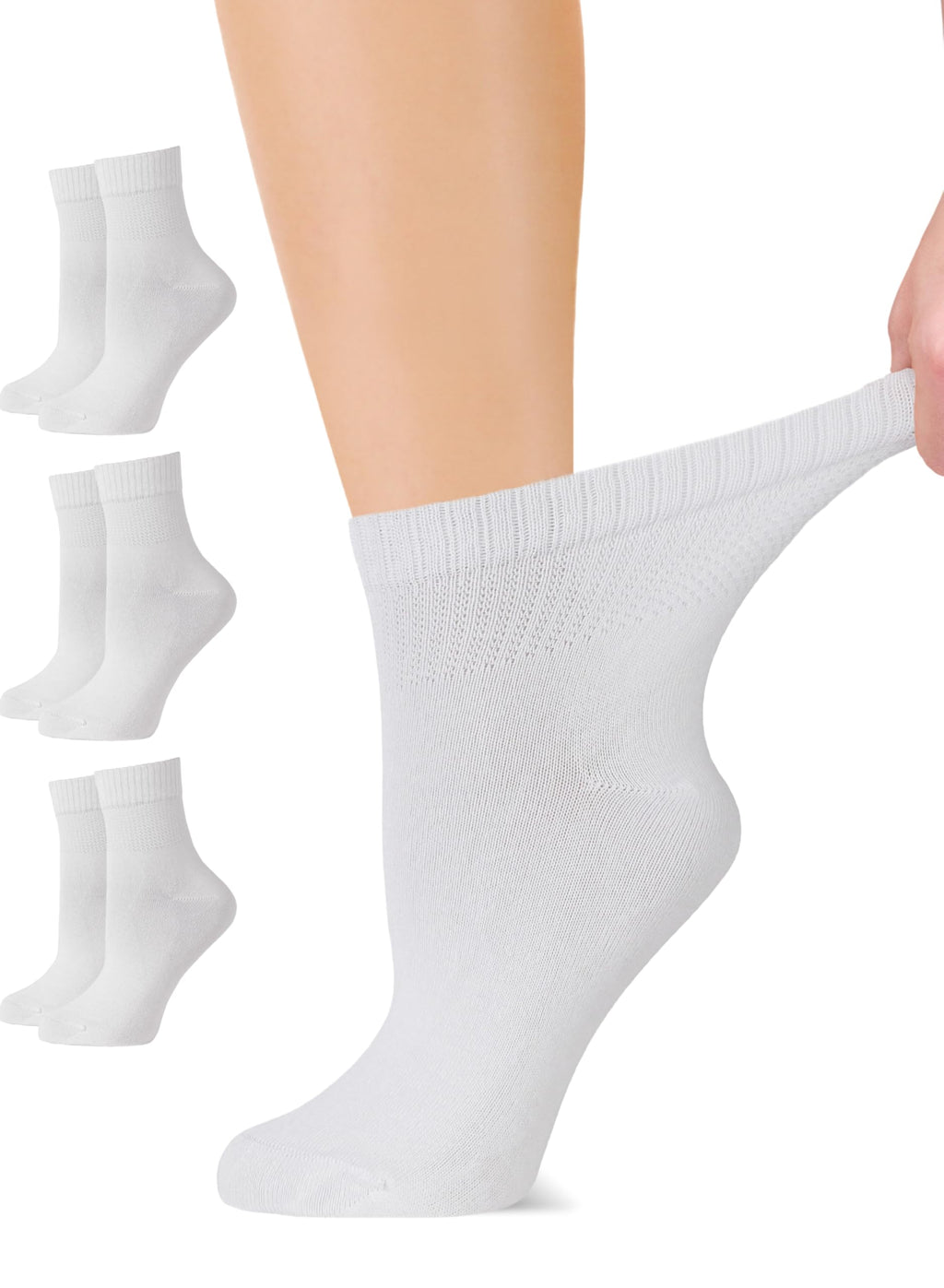 Loose Fit Seamless Rayon Bamboo Ankle Socks 3 Pairs Q6485