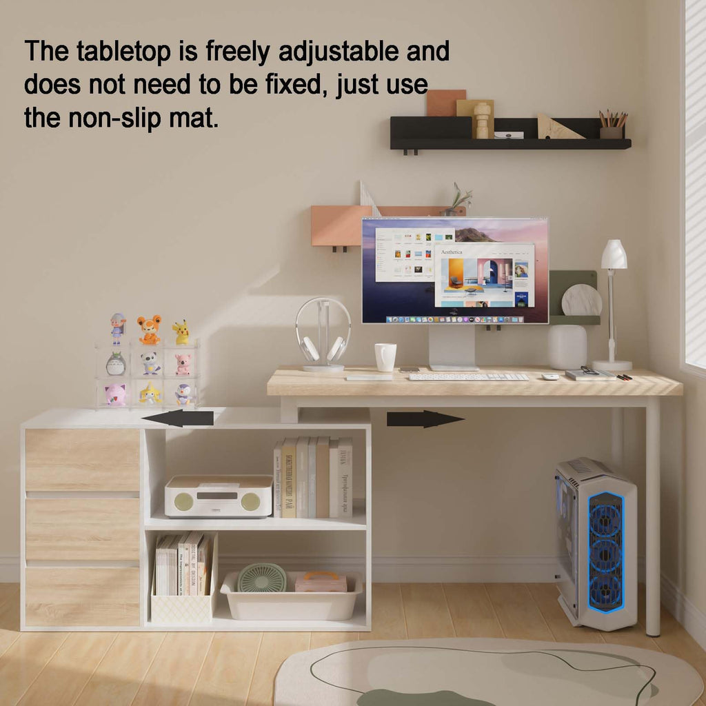 L Shaped Computer Desk with File Drawers & Storage Shelves V378049