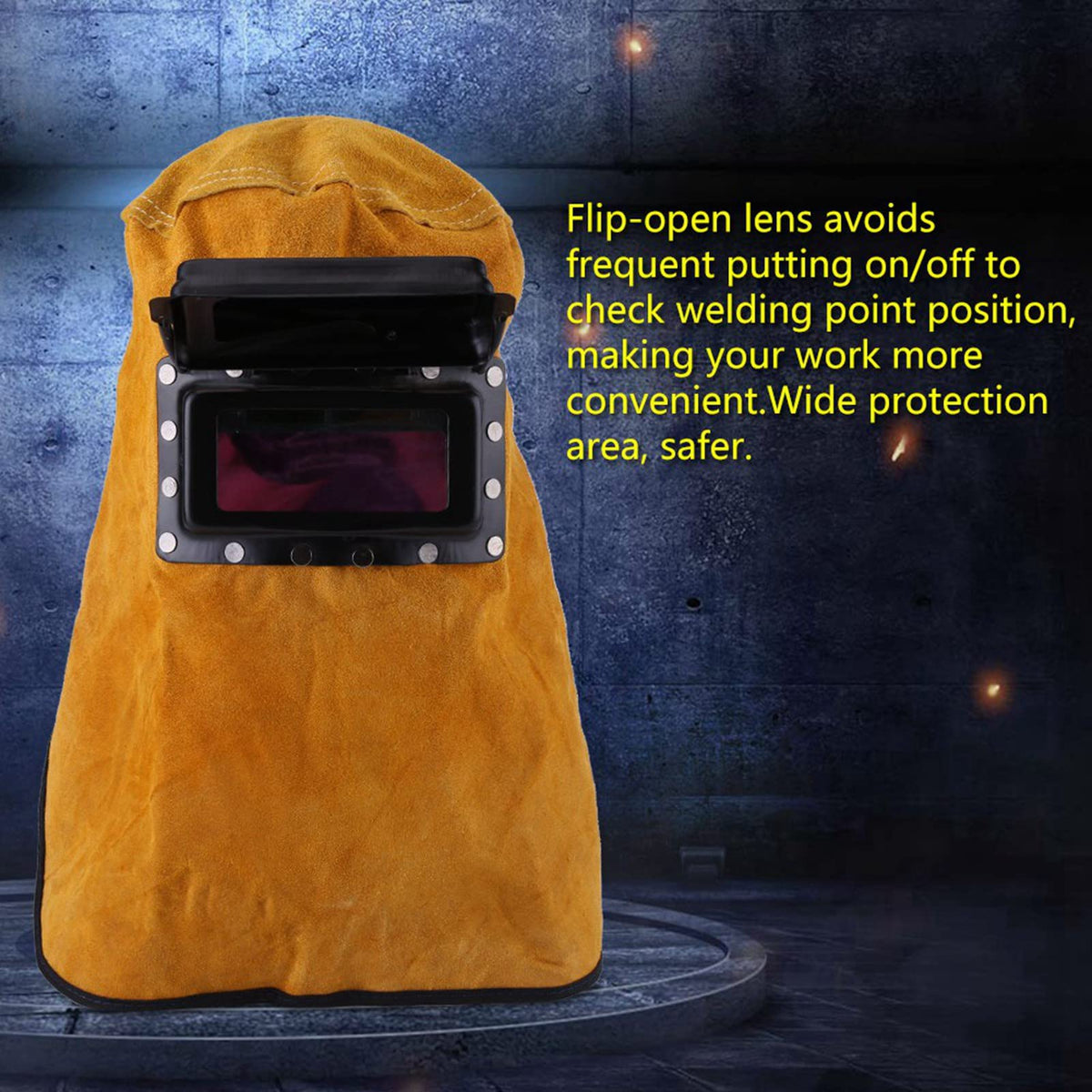 Leather Welding Hood with Auto Darkening Lens V756127