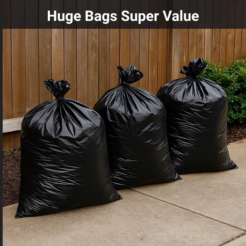 32-33 Gallon 2.5 Mil Black Heavy Duty Trash Bags 100 Count I340