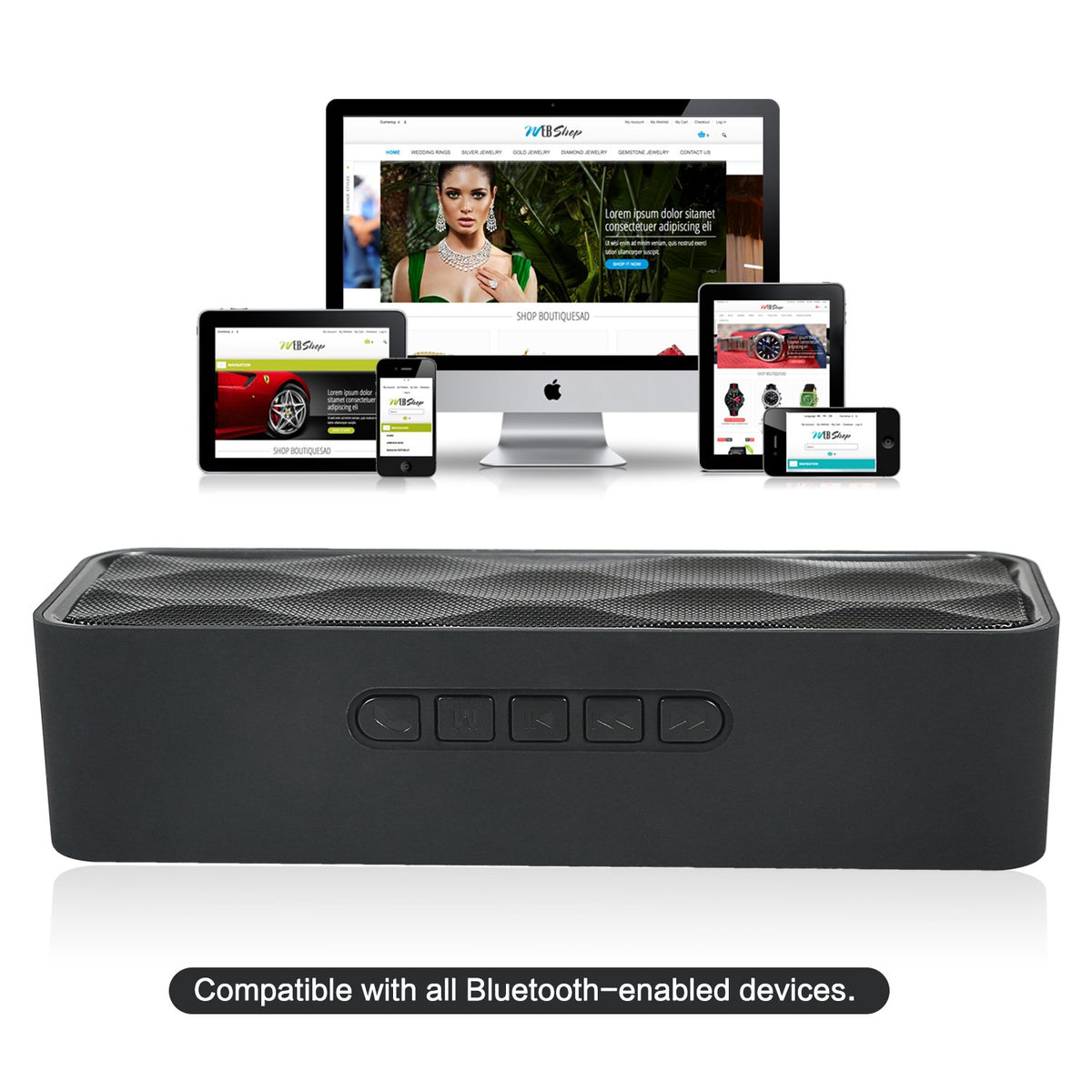 Black Portable Wireless Bluetooth Speaker with AUX USB TF Card Slot R278