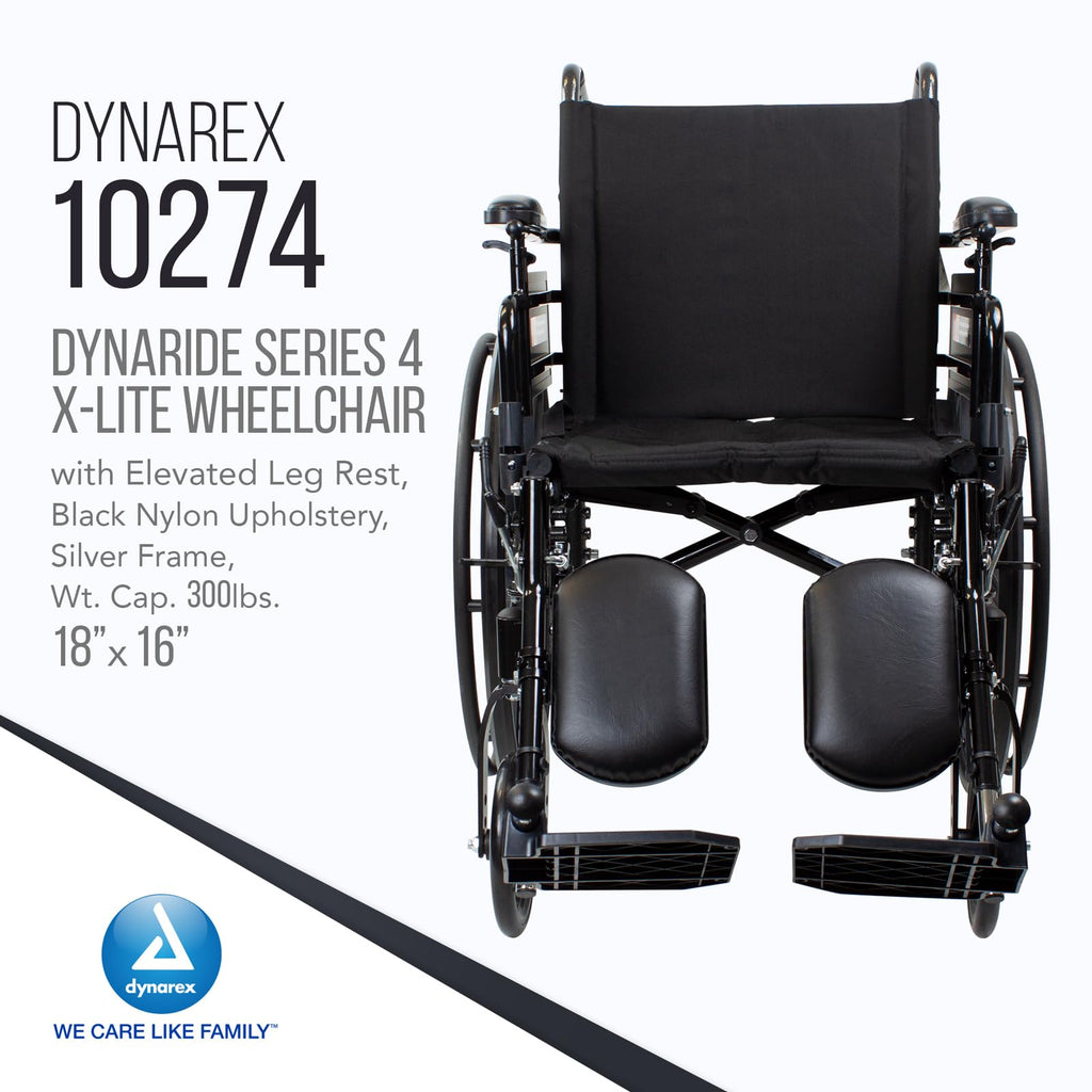 Black Nylon Wheelchair with Elevated Leg Rest N320